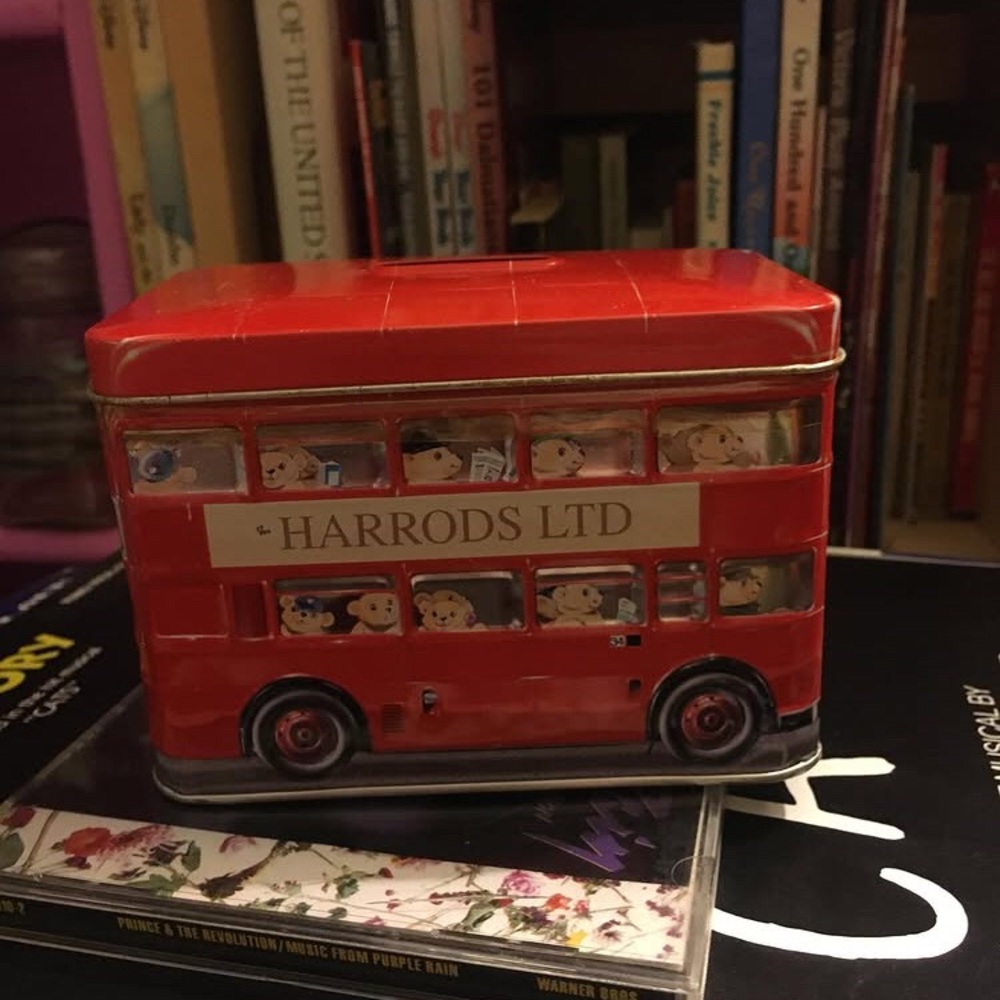 H A R R O D S Double D E C K E R tin coin bank